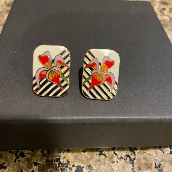 Laurel Burch Floral Earrings - Picture 1 of 8